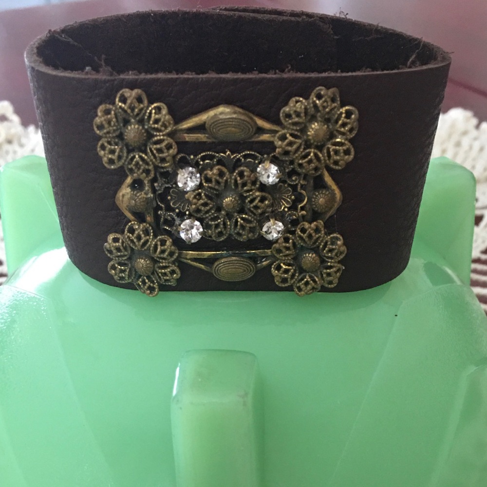 Brown leather cuff bracelet